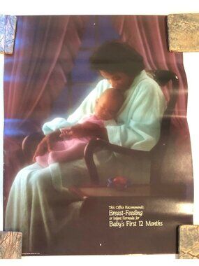 VTG 18"x24" POSTER This Office Recommends Breast-Feeding... Bristol-Meyers 1988